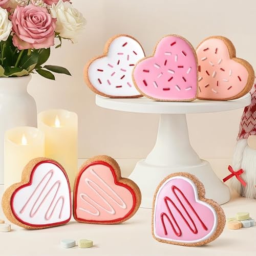 Valentines Day Decor, 6pcs Sweet Candy Heart Cookies Resin Valentines Table gallery