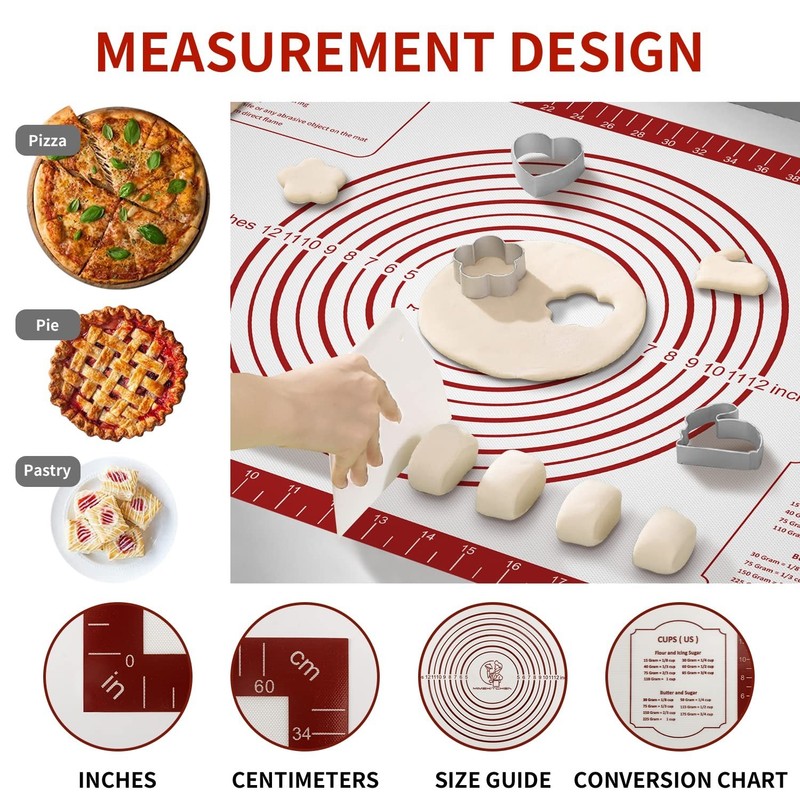 Silicone Baking Mat, Non Stick Pastry Mat Sheet for Dough Rolling, Nonslip Fo... gallery