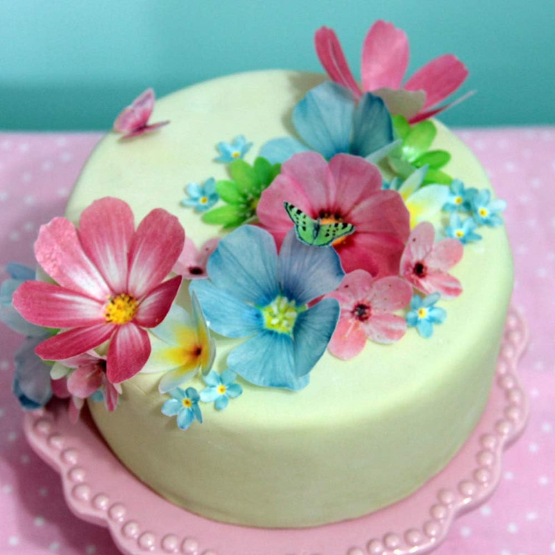 Set of 27 Edible Flowers & Butterflies Cupcake Toppers Wedding Cake Party Foo... gallery