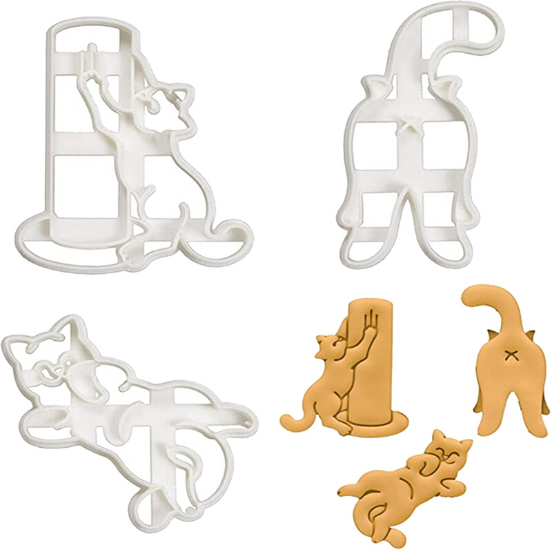 3pcs Cat Cookie Cutters Kitty Butt Shape DIY Biscuit Cookie Mold Stamp Bakew-lq gallery