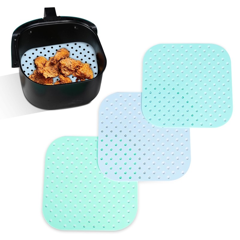 Square Silicone Air Fryer Liners | Washable & Reusable 3-Pack (8.5 x 8.5″) – …