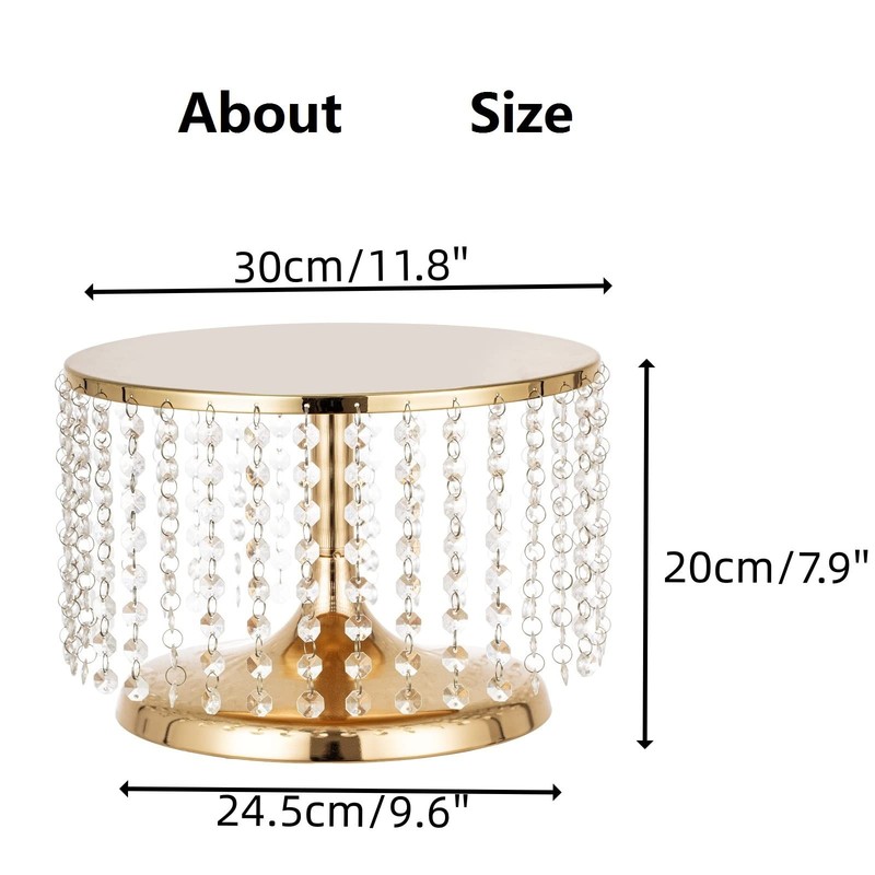 Cake Stand for Dessert Table 12 Inch Gold Crystal Pendants Metal Cake Stand S... gallery