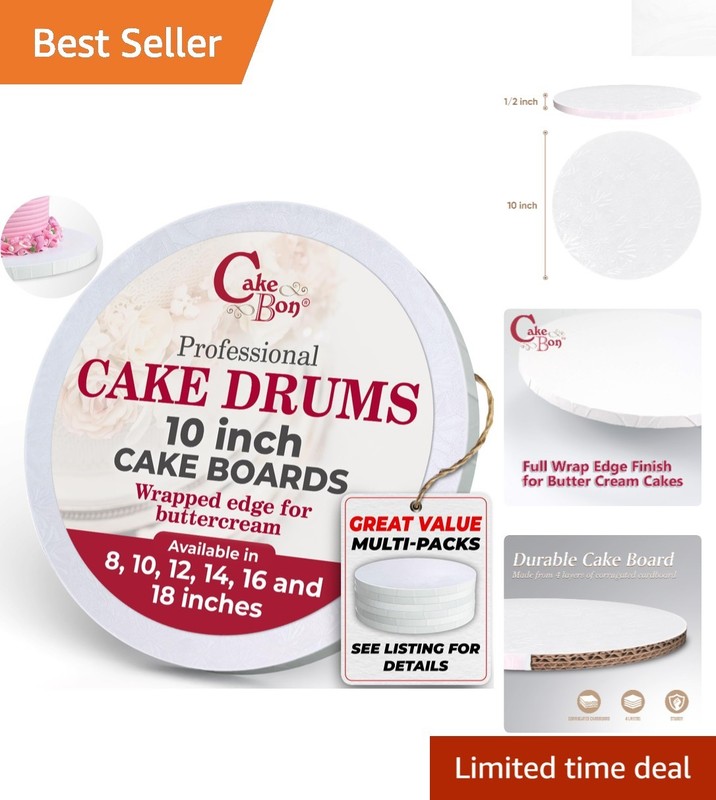 Professional Cake Board – 10-Inch Round, Thick & Wrapped Edges for Perfect Cakes