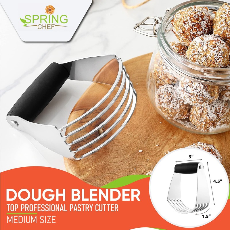 Spring Chef Dough Blender, Top Professional Pastry Cutter 3" Medium, Black gallery