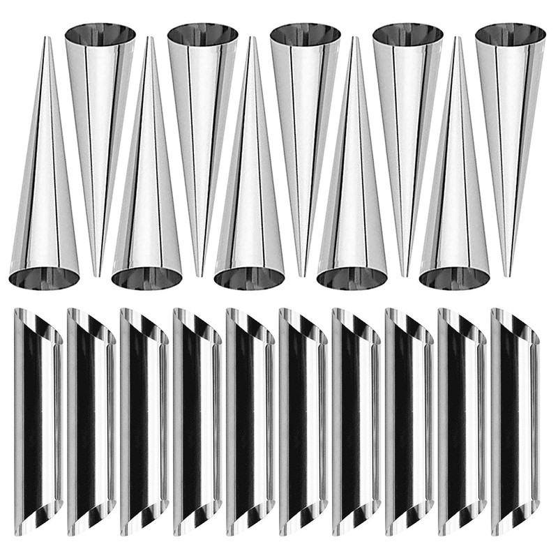 10 Pack Cream Horn Molds for Baking +10 Pack Cannoli Tubes Stainless Steel, 5…