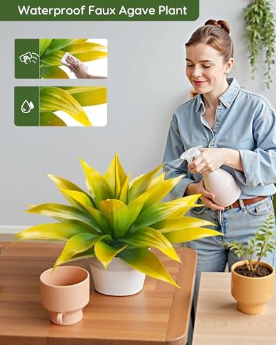 Artificial Agave Fake Plants Fake Succuents Plant for Room Medium Yellow gallery
