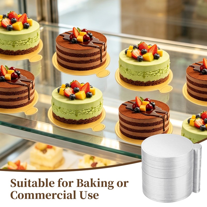 300 Pcs Mini Cake Boards, 3.5 Inch Round Cardboard Cake Base, Silver gallery