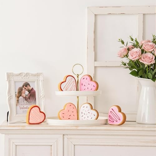 Valentines Day Decor, 6pcs Sweet Candy Heart Cookies Resin Valentines Table gallery