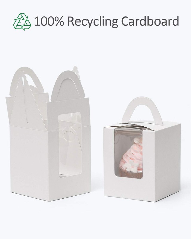 60pcs Cupcake Boxes Individual Disposable White Single Box With Window 3.6 * 3.6 gallery
