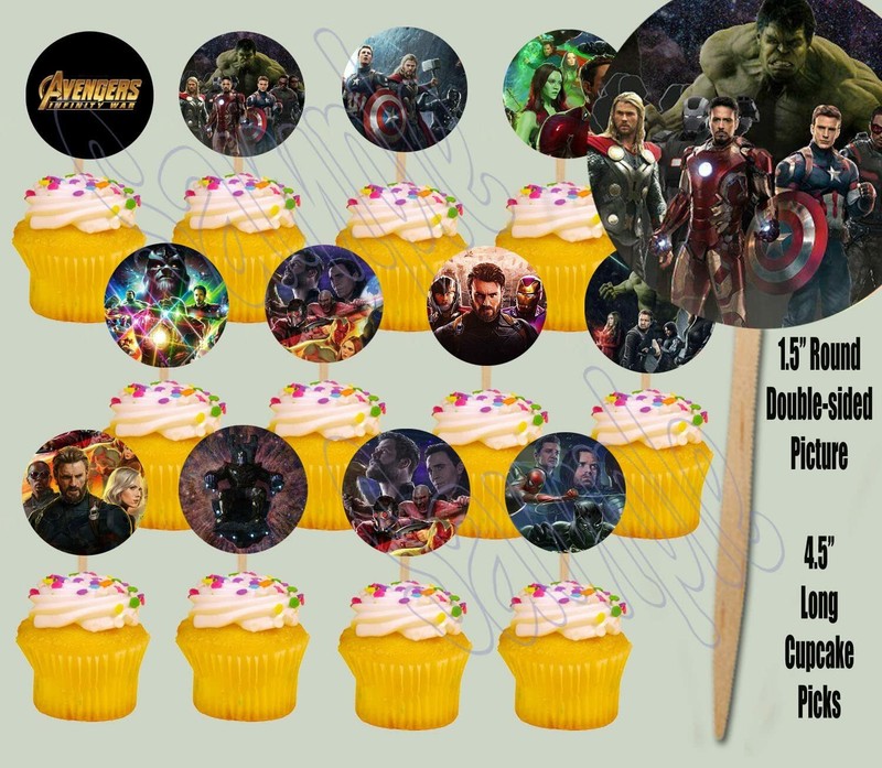 Avengers Infinity 12 Images Cupcake Picks Cake Topper Favor -12