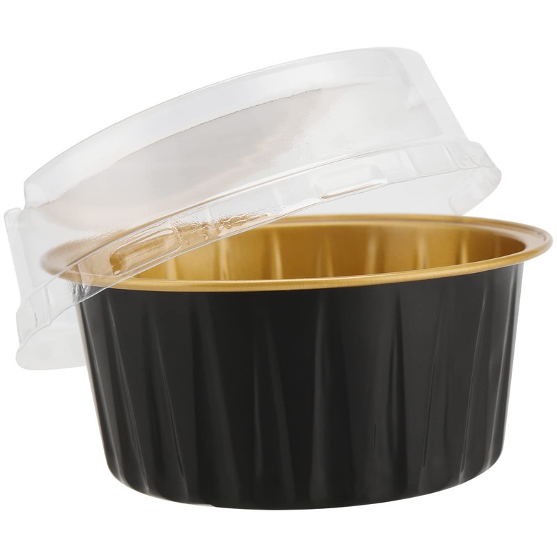 100 Pack 4oz 125ml Aluminum Foil Cups, Lids, Round Pie Tins, Baking Liners gallery