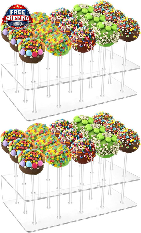 2 Packs Acrylic Cake Pop Stand, 15 Holes Small Lollipop Holder Clear Cake Pop D