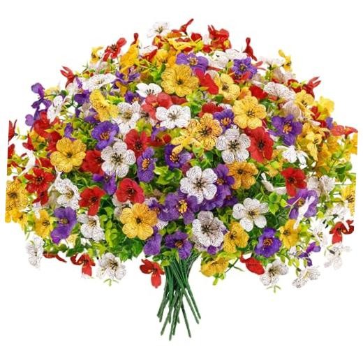 Bundles Artificial Daisy Fake Flowers for Outdoors, UV 12 Multi-color a gallery