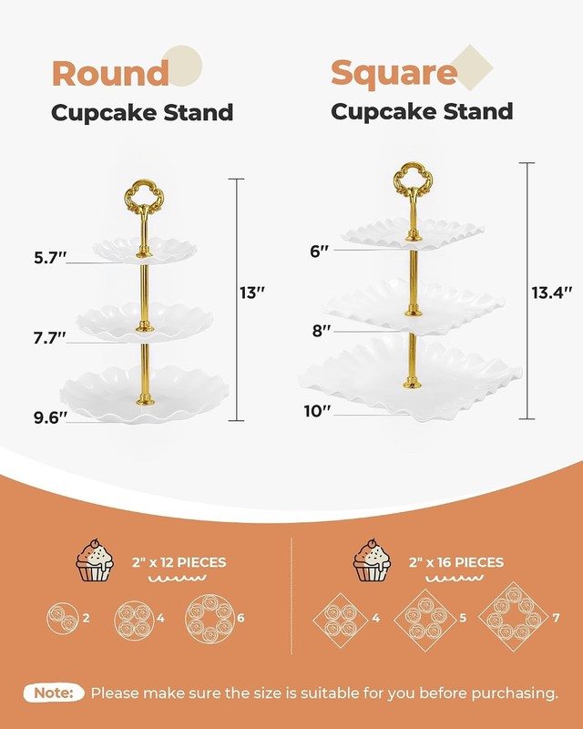 Gold & White 3 Tier Cupcake Display Stand 10pc Dessert Table Cupcake Set gallery