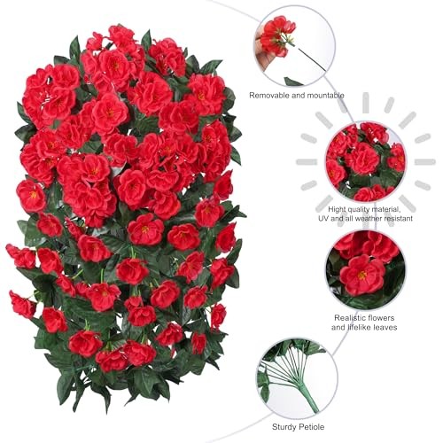 Artificial Geraniums Flowers for Outdoors Faux Hanging Plants Summer White gallery