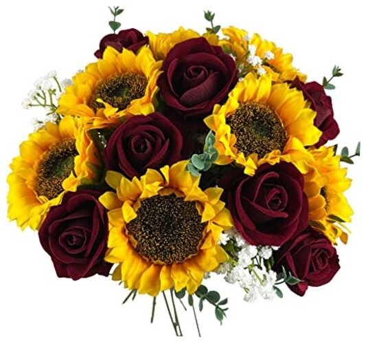 24PCS Fake Rustic Combination Flowers Artificial Yellow, White, Red, Green. gallery