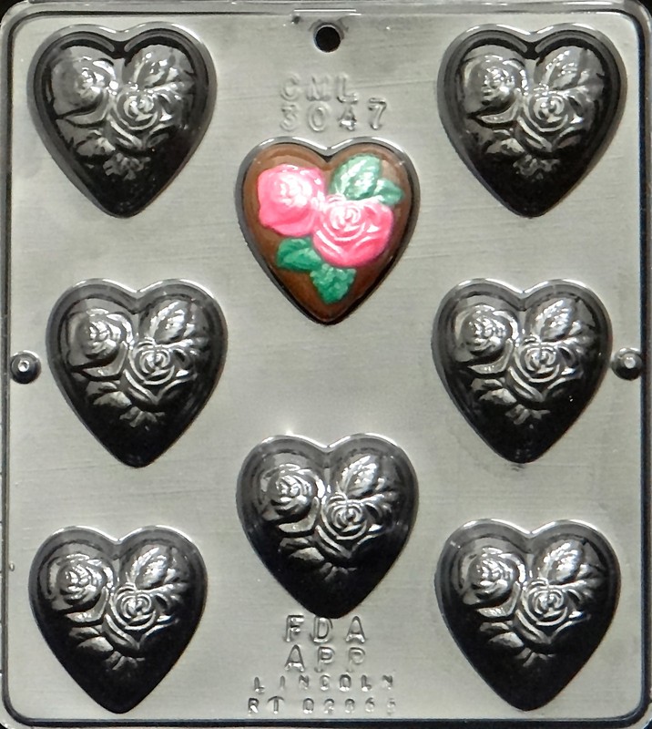 Heart with Two Roses Chocolate Candy Mold Valentine 3047 NEW