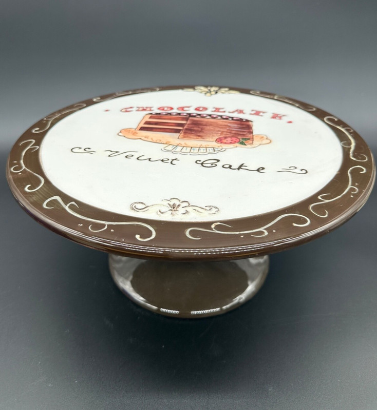 Oneida Sweets Ceramic Cake Stand with Chocolate Cake Design 5.75″H x 12″D
