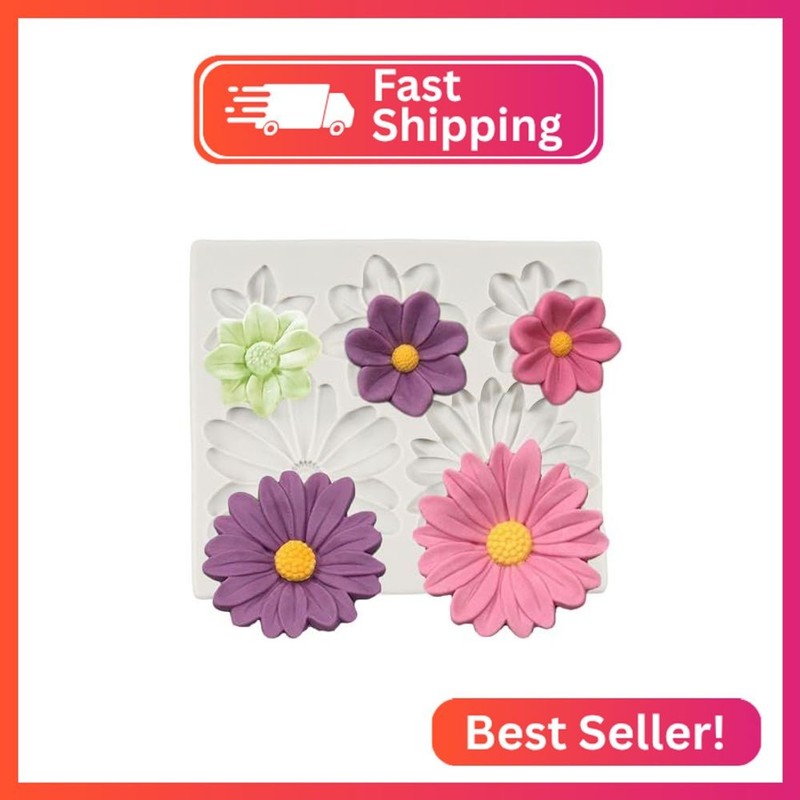 Flower Blossoms Silicone Mold Daisy Chrysanthemum Flower Fondant Mold for Cake D
