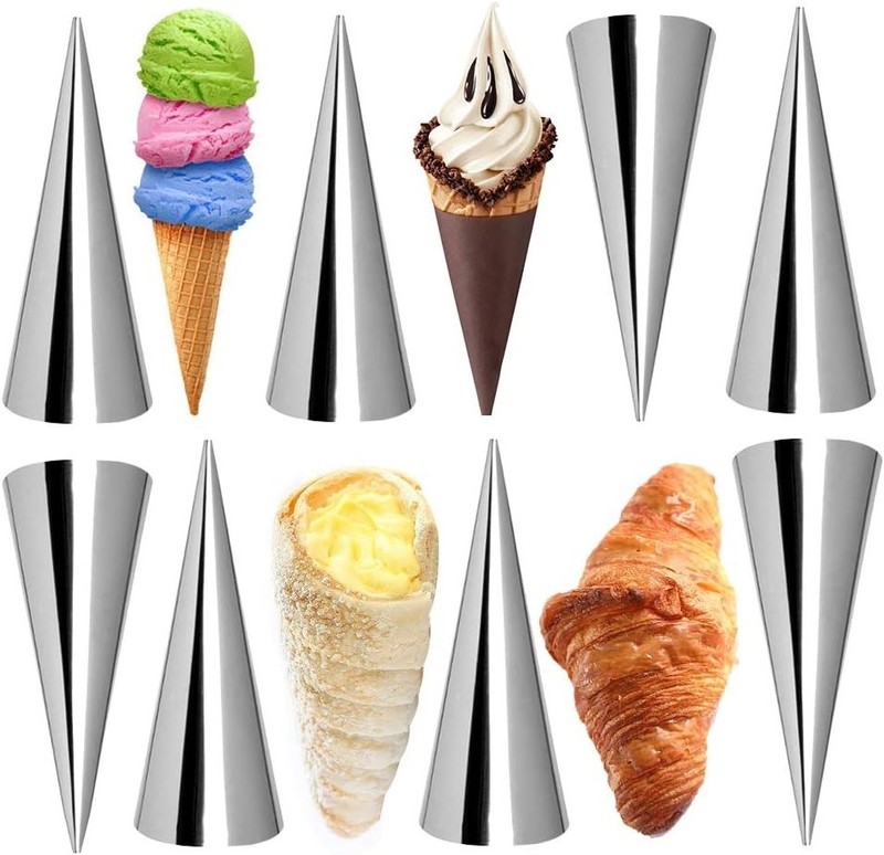 Cream Horn Molds 12pcs Large Size 4.7 inch Baking Cones Stainless Steel Roll ... gallery