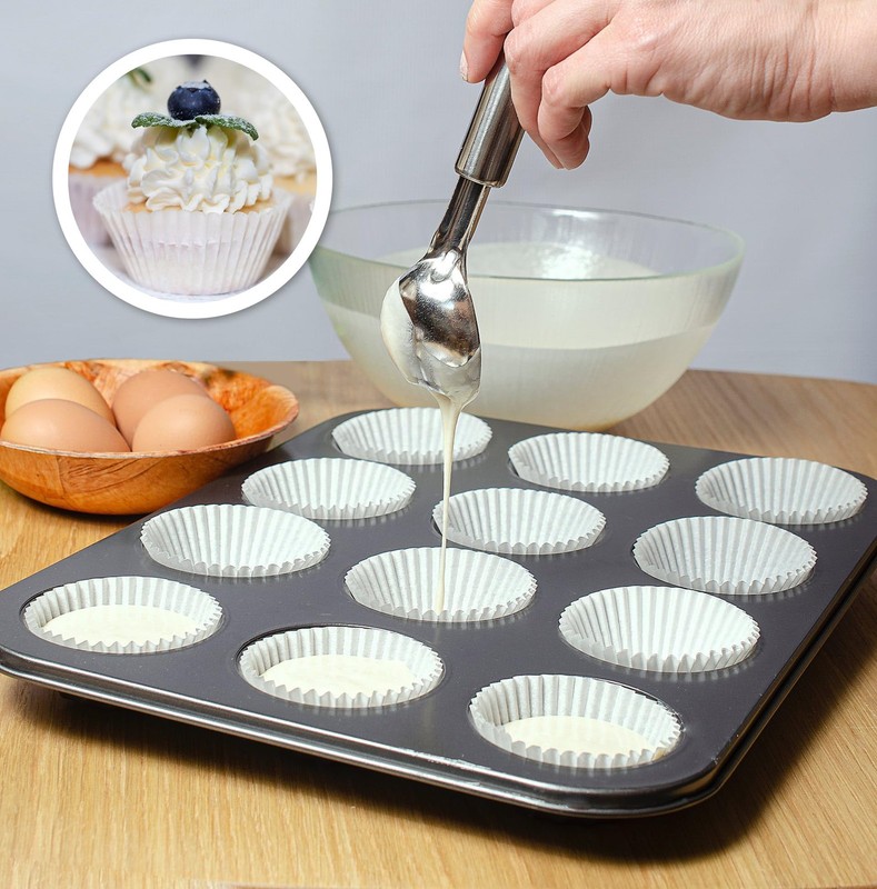 White Mini Muffin Liners Greaseproof Paper Baking Cups, for Christmas gallery