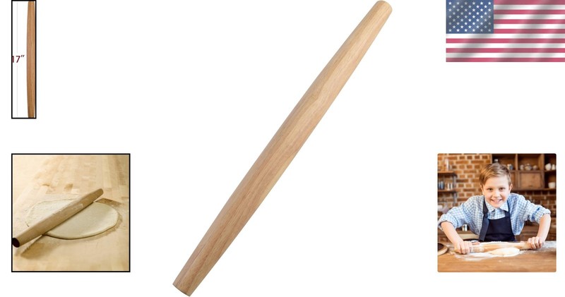 17-Inch French Tapered Rolling Pin in Solid Rubberwood - Effortless Baking Tool gallery