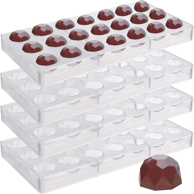 84 Grids Polycarbonate Chocolate Mold Candy Making Molds, Diamond Shaped Tray fo