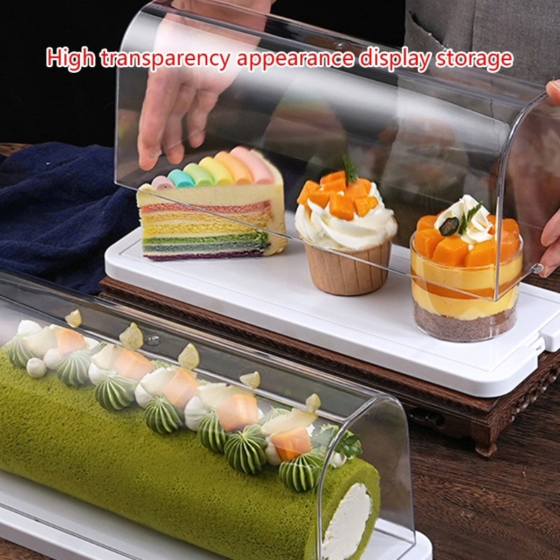 Roll Cake Display Container with Clear Dome Plastic Muffins Cheese Display Box gallery