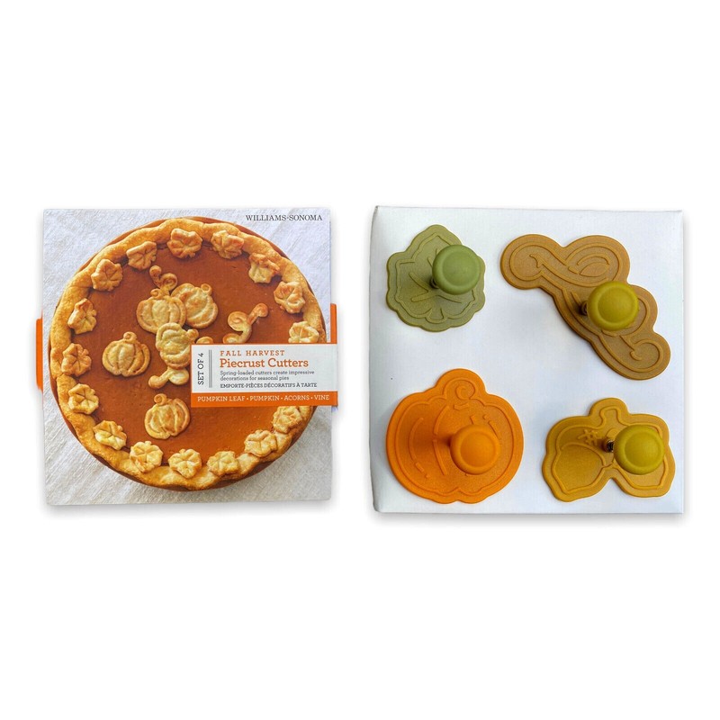 Williams Sonoma Fall Harvest Set of 4 Pie Crust Cutters Pumpkin Leaf Acorns Vine