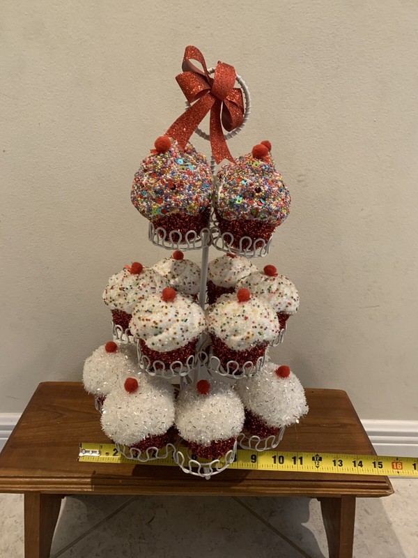 Vintage Desserts Pastry Cupcakes Faux Fake Food 3 Tier Display gallery