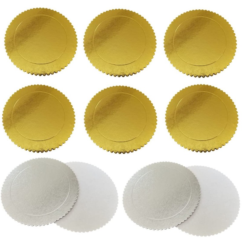 Disposable Round Cake Boards, Grease Proof 6″ Circle Cake Base Cardboard Gold…