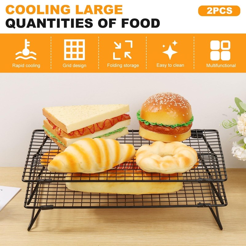 2 Pcs Cooling Racks for Cooking and Baking, 13.4x9.4inch Cookie Cooling Racks... gallery