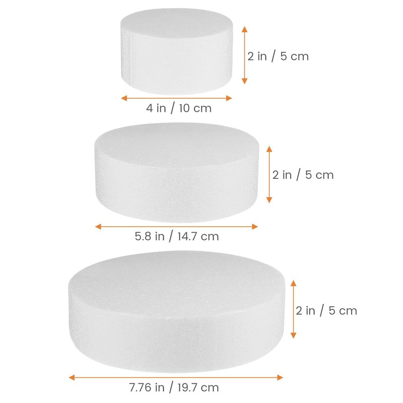 Set of 3 Foam Cake Dummies for Decorating - 4", 6", and 8" Round Faux Cakes P... gallery