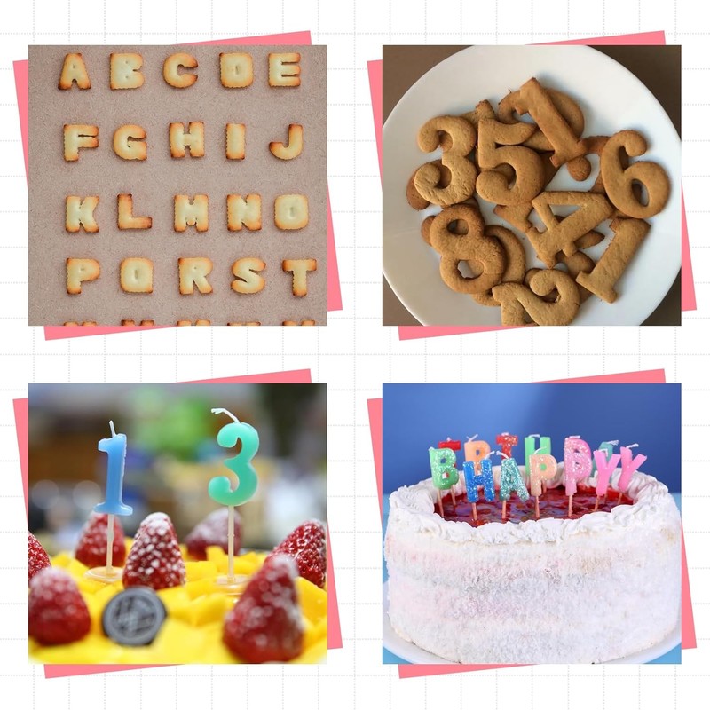 2 Pcs Silicone Letter & Number Molds for Chocolate Candy Cake Baking Pink gallery