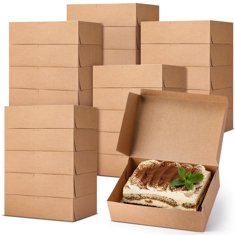 Chivertion 50 Pcs Nonwindow Bakery Boxes 14 x 10 x 4 Inch Kraft Paperboard Ca…