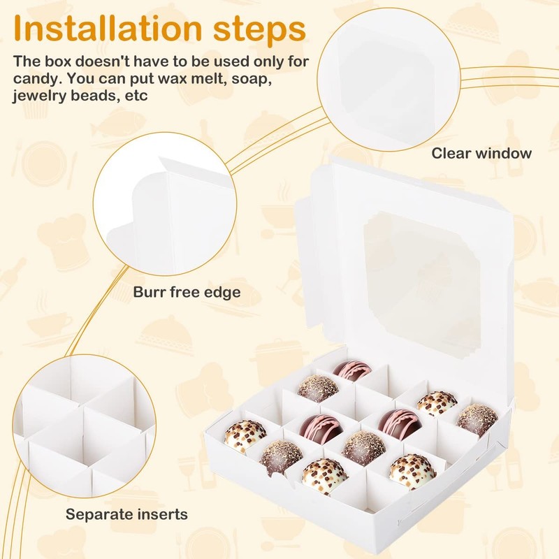 20 PCS Empty White Pick And Mix Sweet Boxes With Inserts Clear Window 16 Hole gallery