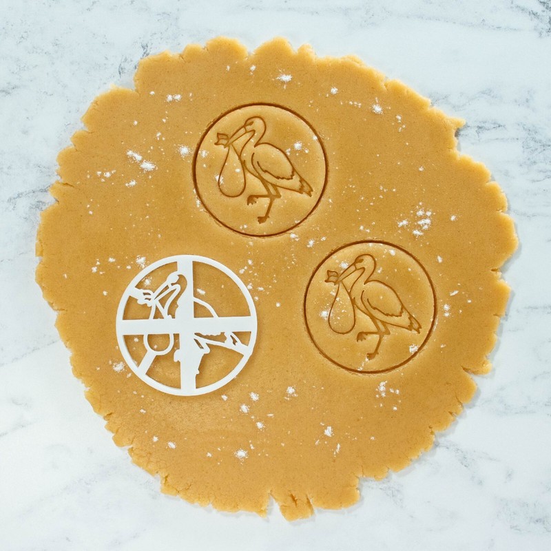 Stork Bird & Swaddled Baby Cookie Cutters - baby shower, celebrate newborn birth gallery