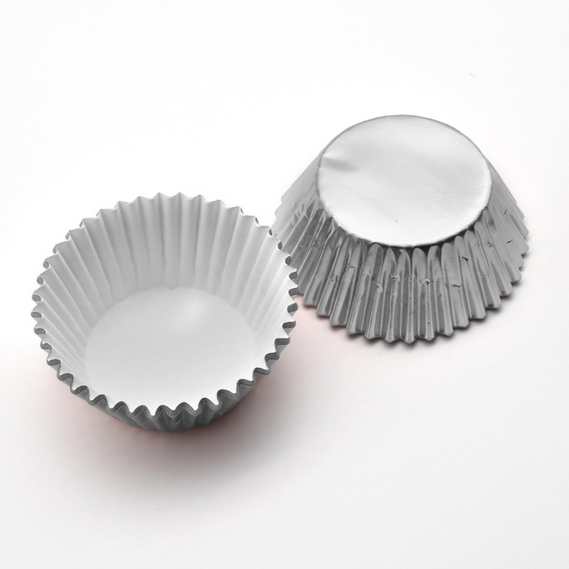 Bright Silver Foil Baking Cups - 200 Grease-Proof Cupcake Liners for Easy Baking gallery