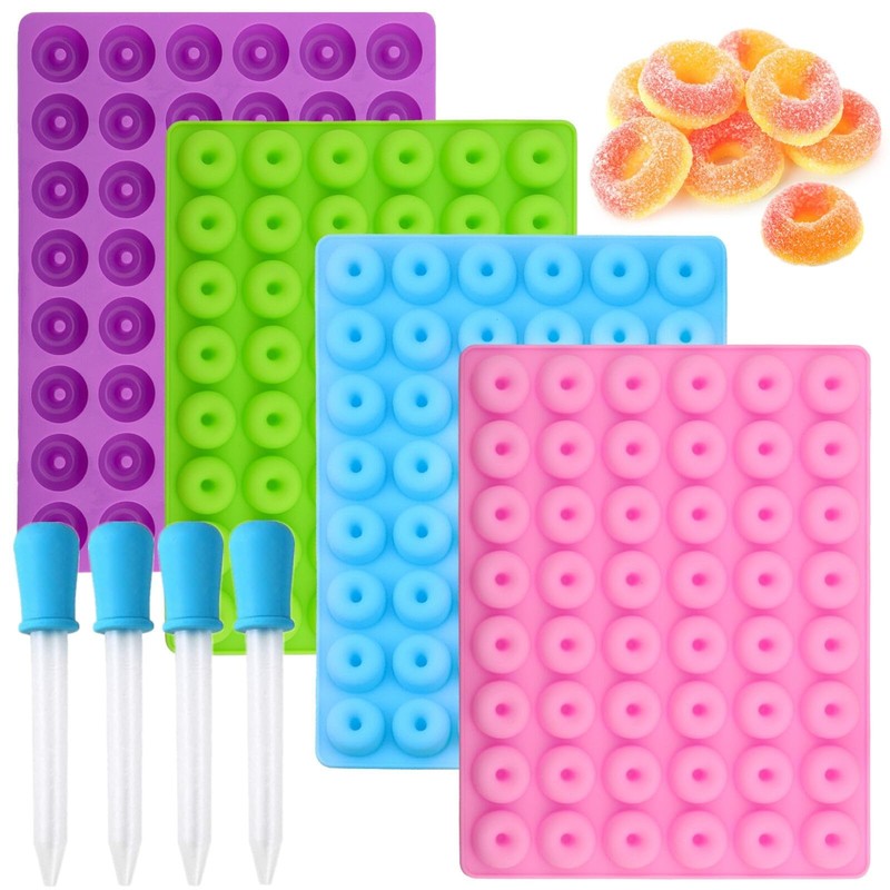 JOERSH Round Gummy Donut Molds, 192 Cavities, 4Pcs