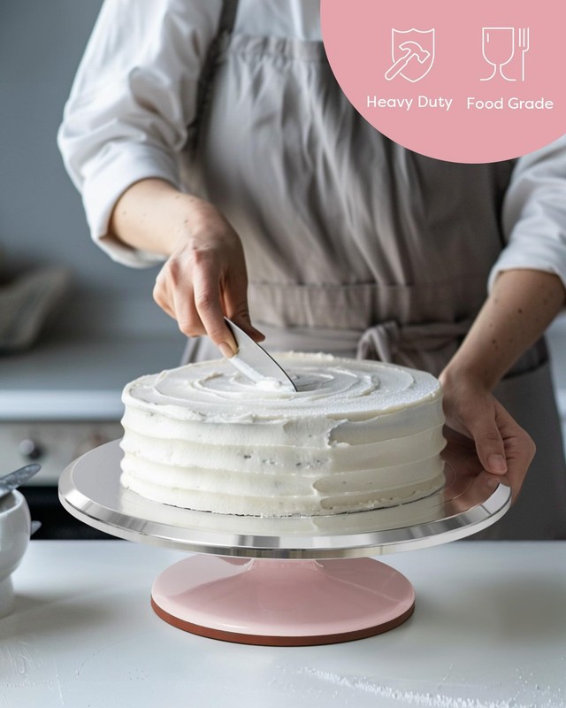 Aluminium Alloy Revolving Cake Stand 12 Inch Rotating Cake Turntable for Cake... gallery