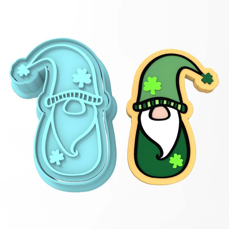 Shamrock Clover Gnome Cookie Cutter & Stamp | Fairy St. Patrick’s Day St Pattys