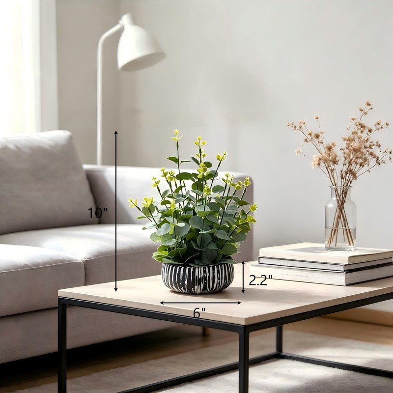 Alphaacc Artificial Plants Potted Real Looking Small Faux Plant Rustic Black gallery