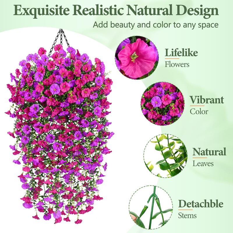 Yastouay Artificial Hanging Flowers For Outdoors Fake Hanging Flowers For gallery