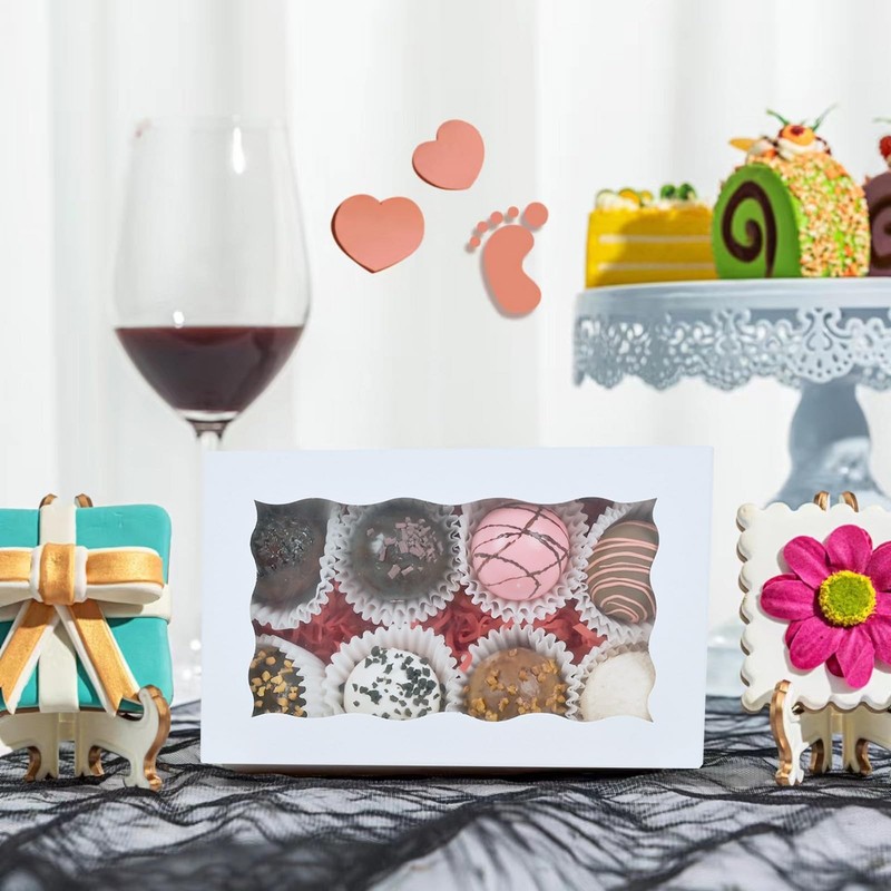 20 PCS 7x4.33x1.5 Inch White Cookie Boxes With Window Bakery Macaron Truffle gallery