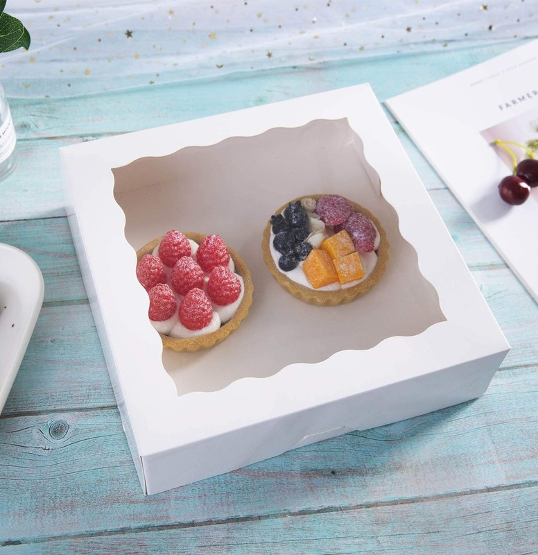 12 Pack 10x10x2.5 White Natural Bakery Pie Boxes, PVC Window, Cookie, Pastry gallery