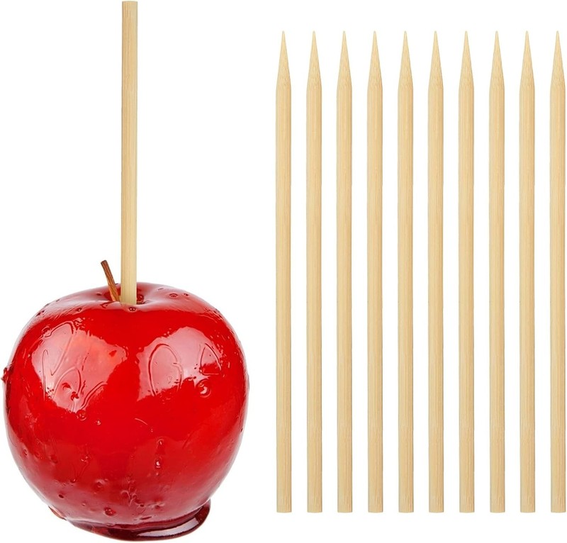 100PCS Wooden Candy Apple Sticks 5 mm 7 inch Birch Caramel Apple Cotton Sticks