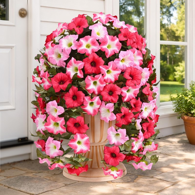 Yastouay Artificial Flowers For Outdoors 2 Pack Artificial Petunias Fake
