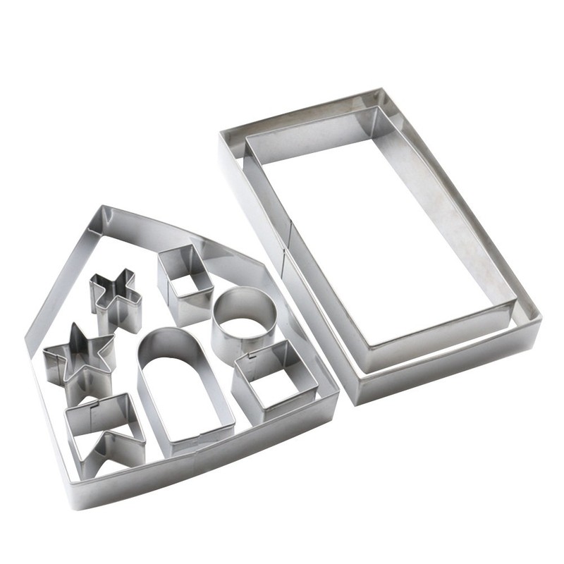 10 PCS Biscuit Mould Christmas Cookie Cutters Stainless Steel Baking Mold