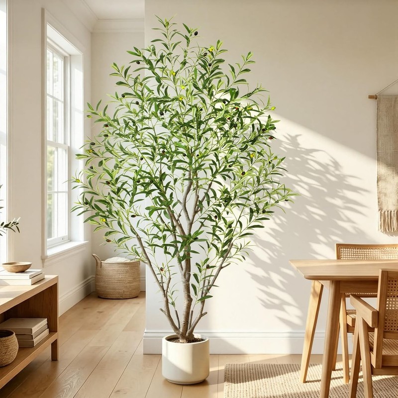 6ft Olive Trees Artificial Indoor, Tall Faux Olive Tree with Realistic