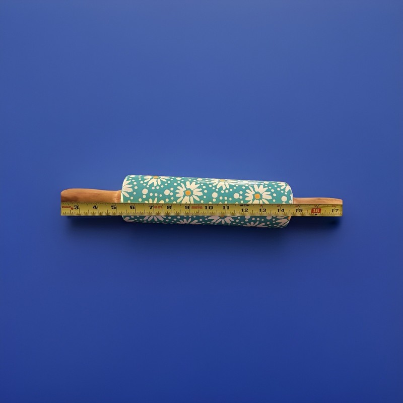 The Pioneer Woman Flea Market Floral Daisy ~Ceramic Rolling Pin~ Teal W/ Daisies gallery